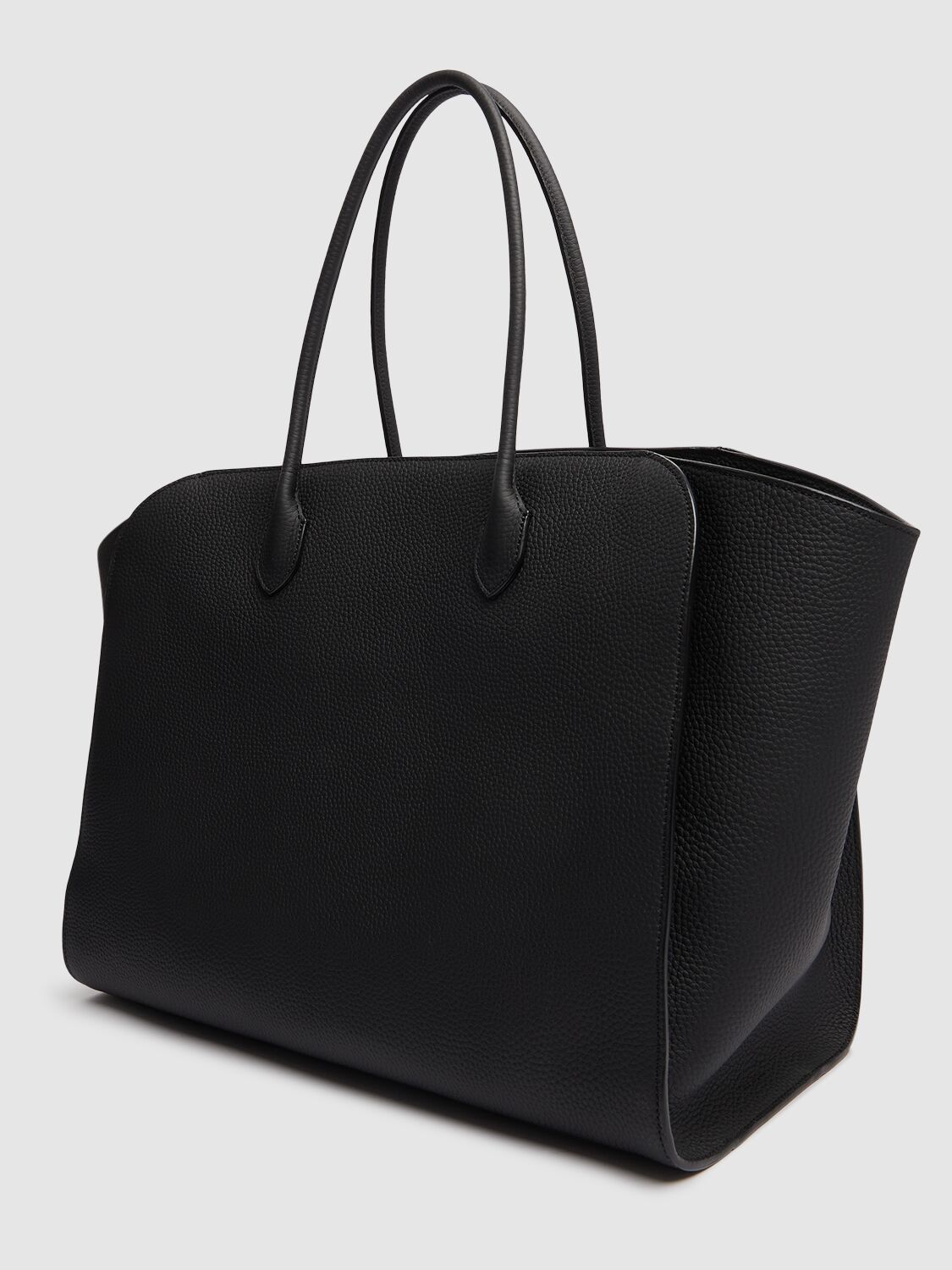 The Row Marlo 17 Matte Grain Leather Tote Bag In Black Ans