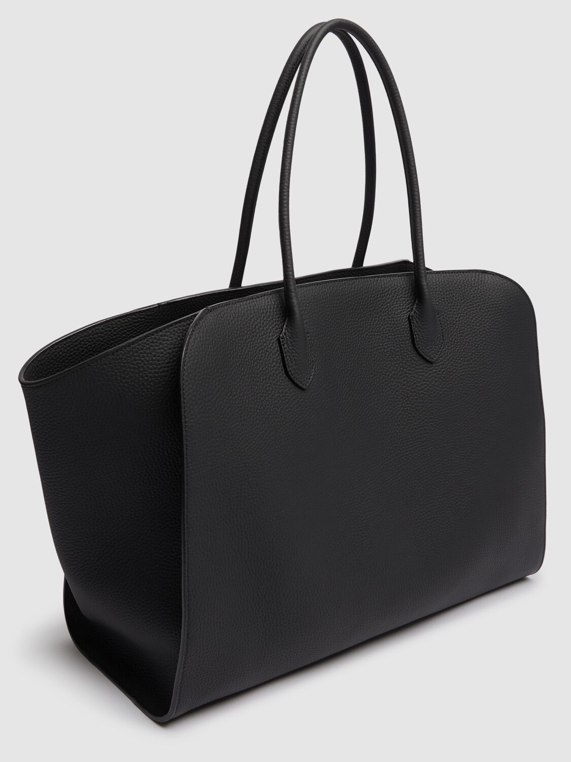 The Row Marlo 17 Matte Grain Leather Tote Bag In Black Ans