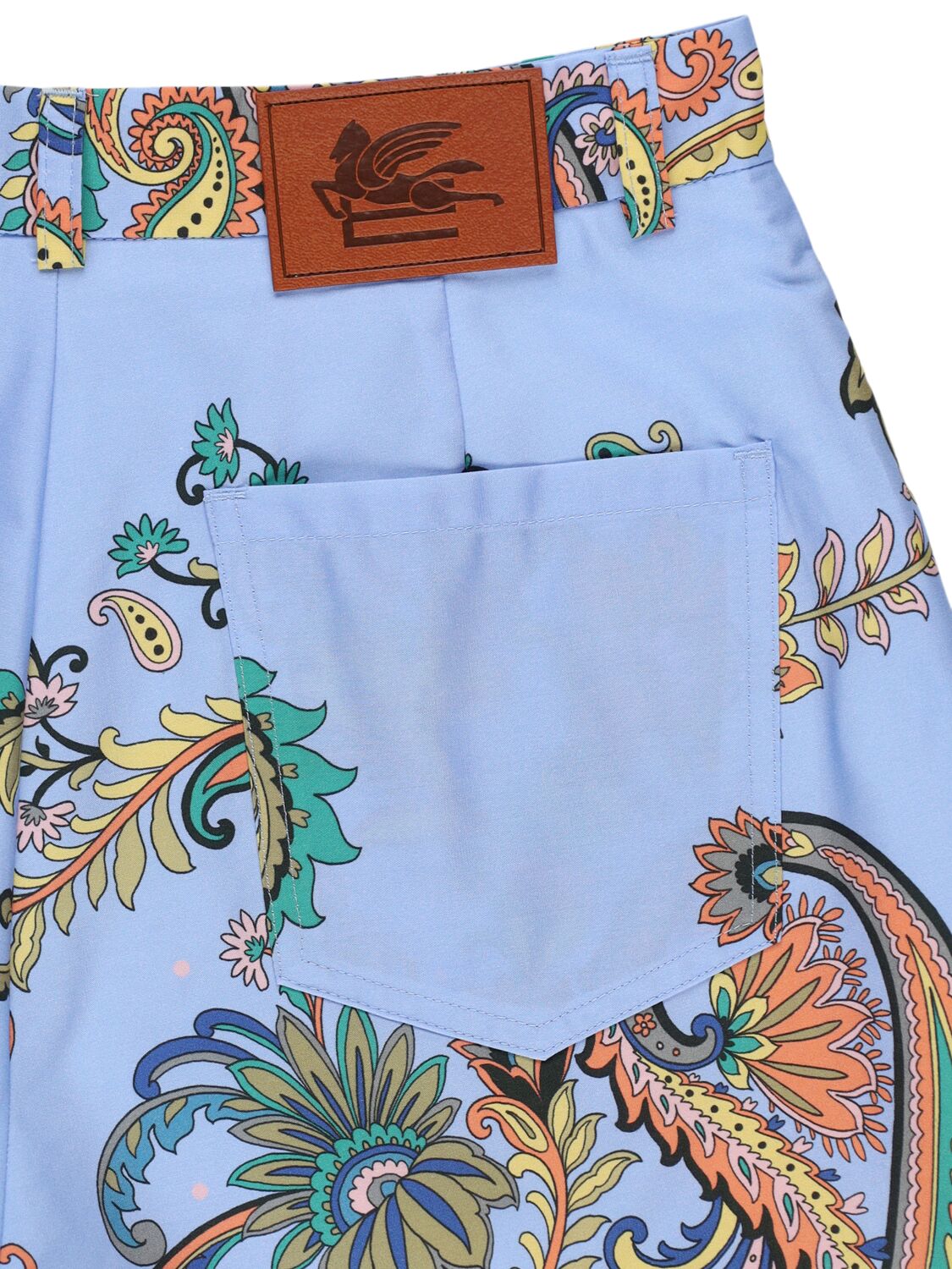 Etro Printed Cotton Poplin Shorts In Blue/multi