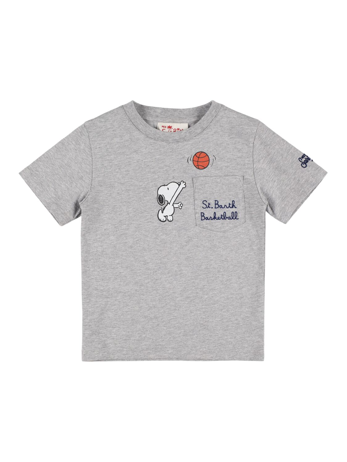 Mc2 Saint Barth Printed Cotton T-shirt In Gray
