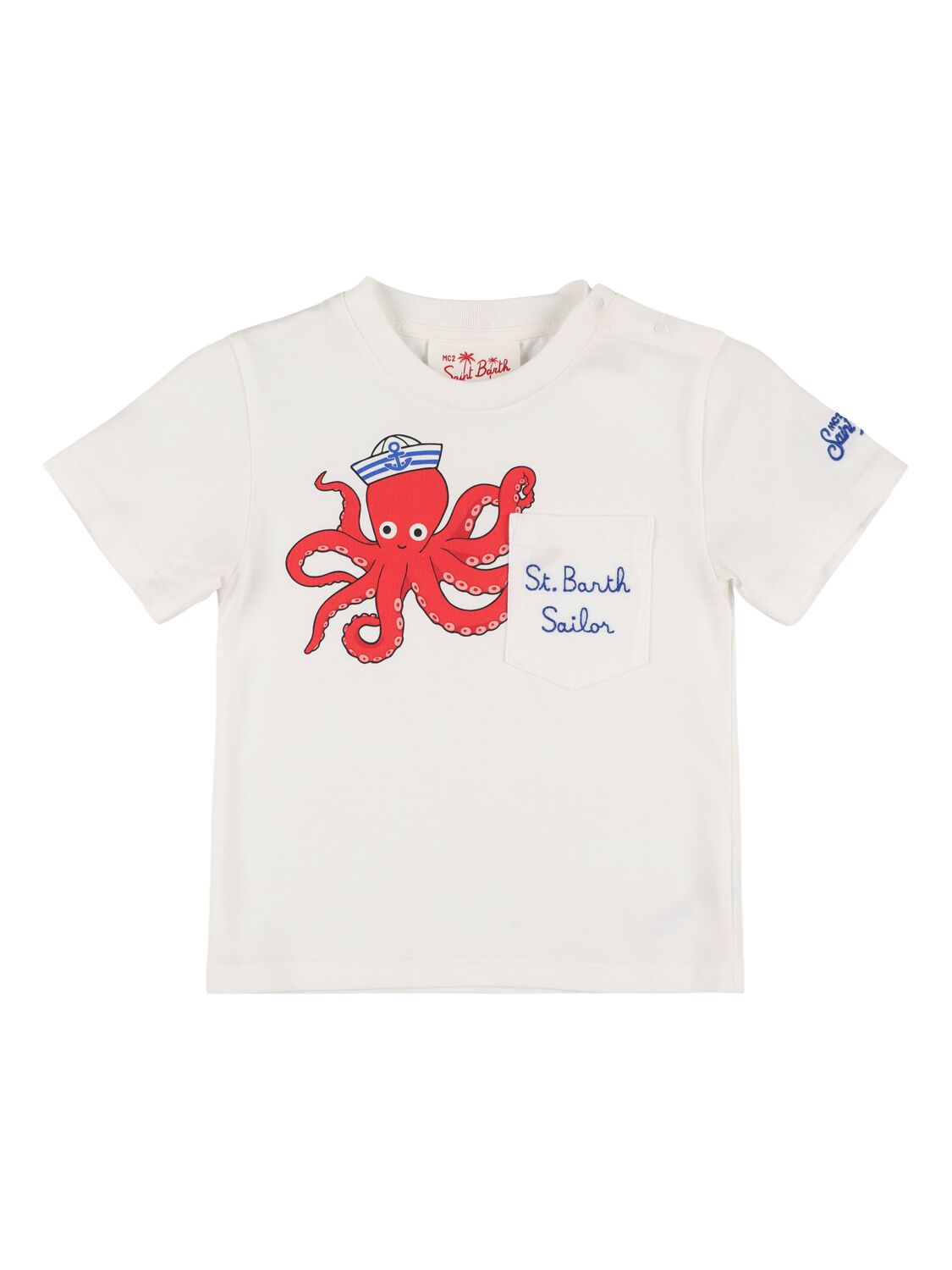 Mc2 Saint Barth Printed Cotton T-shirt In White