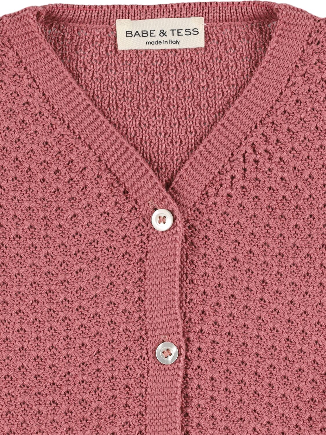 Shop Babe And Tess Cotton Knit Cardigan In Pink