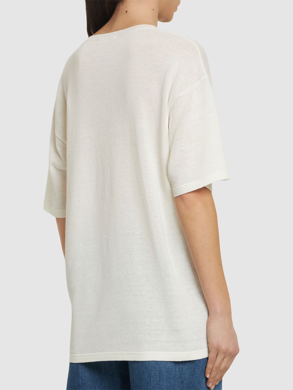 The Row Jiselle Linen Blend Short Sleeved Top In White
