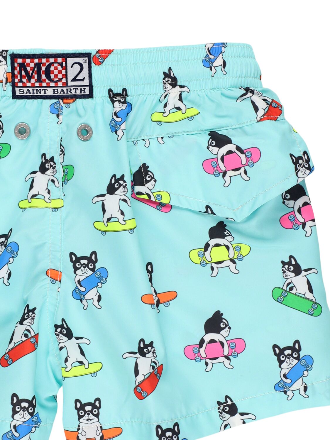 Mc2 Saint Barth Skate Print Nylon Swim Shorts In Teal Green