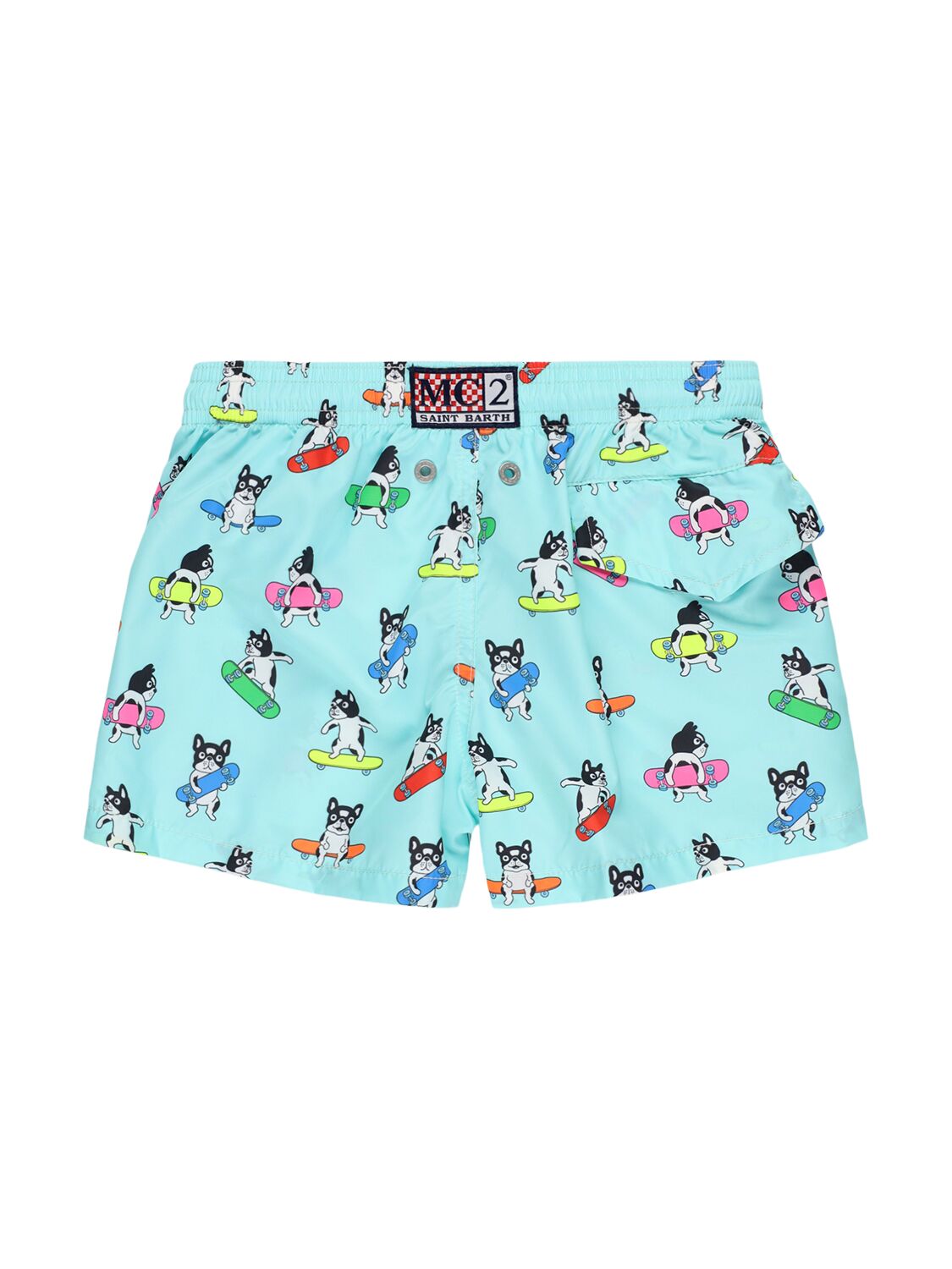Mc2 Saint Barth Skate Print Nylon Swim Shorts In Teal Green