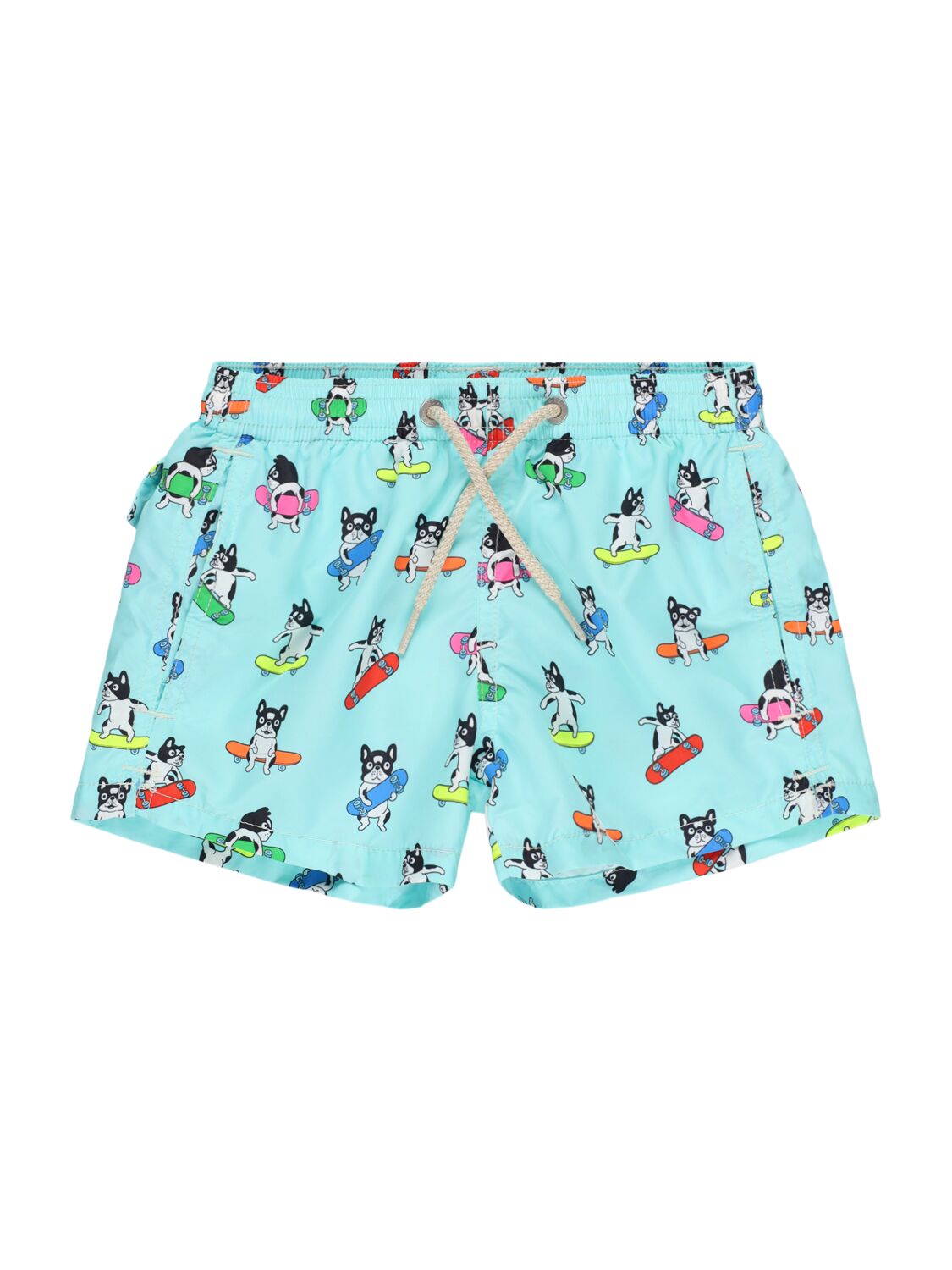 Mc2 Saint Barth Skate Print Nylon Swim Shorts In Teal Green