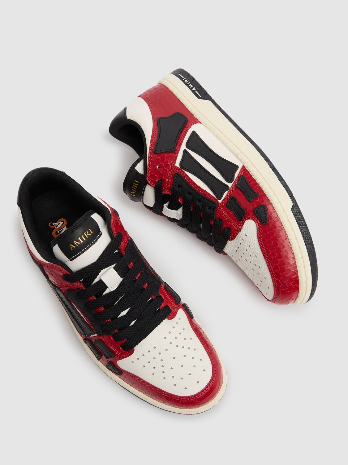 Shop Amiri Cny Skel Top Low Sneakers In Red/white/black