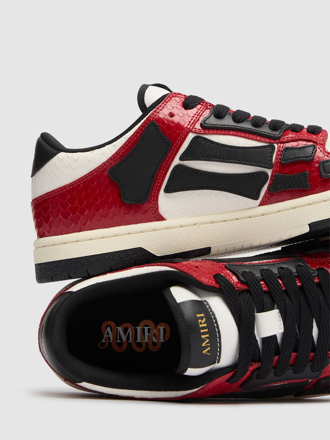 Shop Amiri Cny Skel Top Low Sneakers In Red/white/black