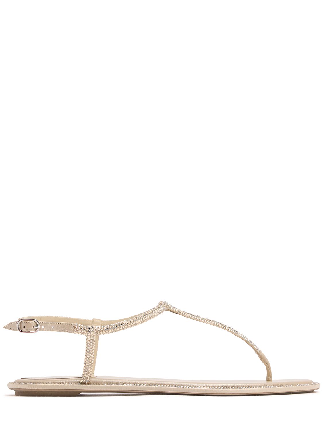 René Caovilla 10mm Embellished Satin Thong Sandals In Beige