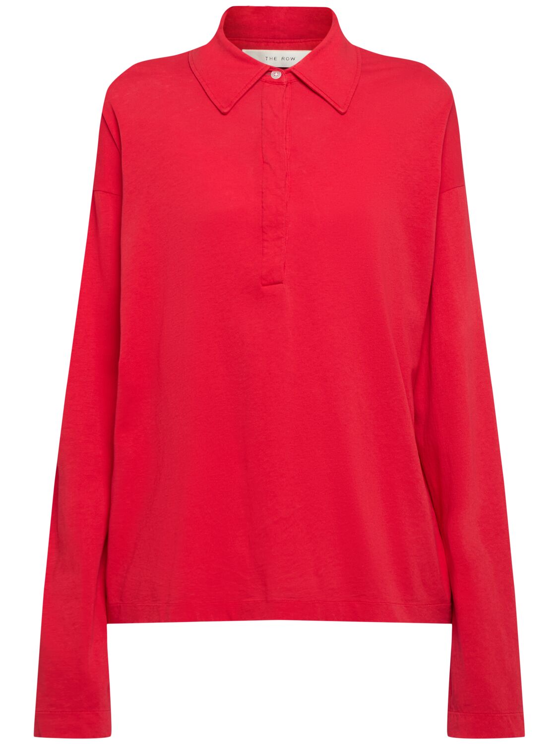 The Row Roddie Long Sleeve Cotton Polo Top