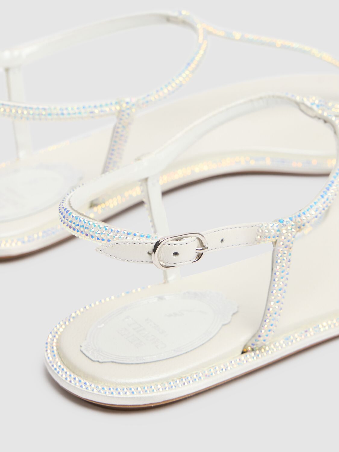 René Caovilla Diana White Sandal With Crystals 10 In White