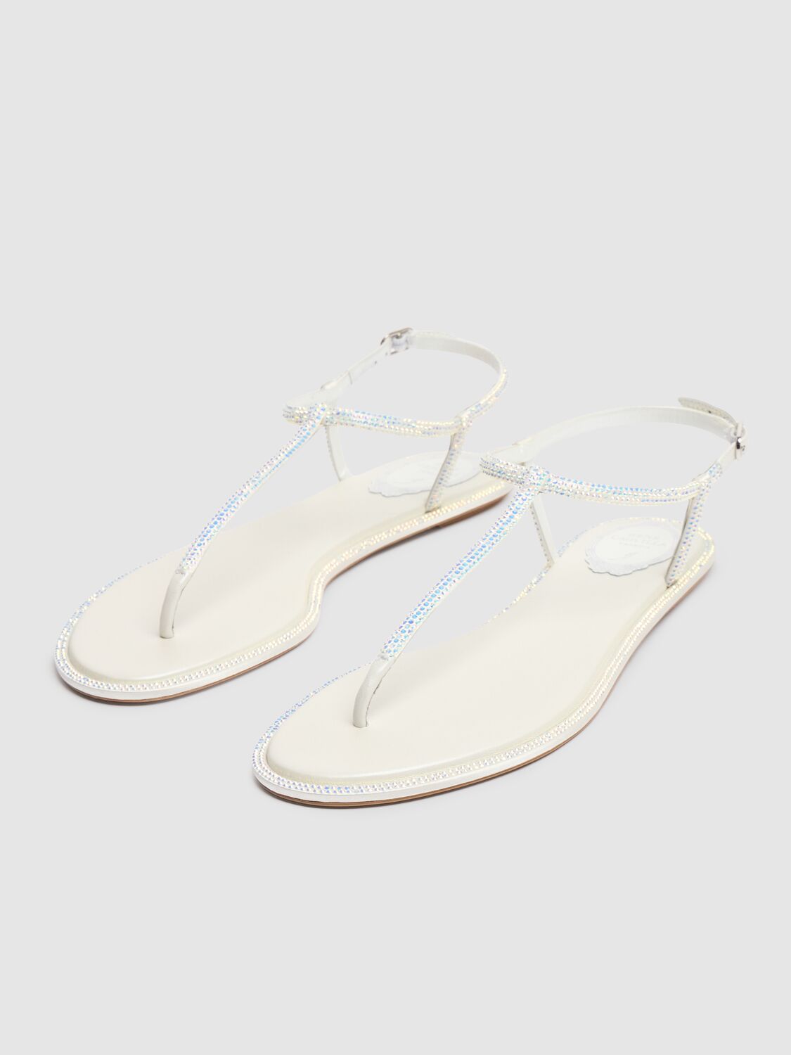 René Caovilla Diana White Sandal With Crystals 10 In White