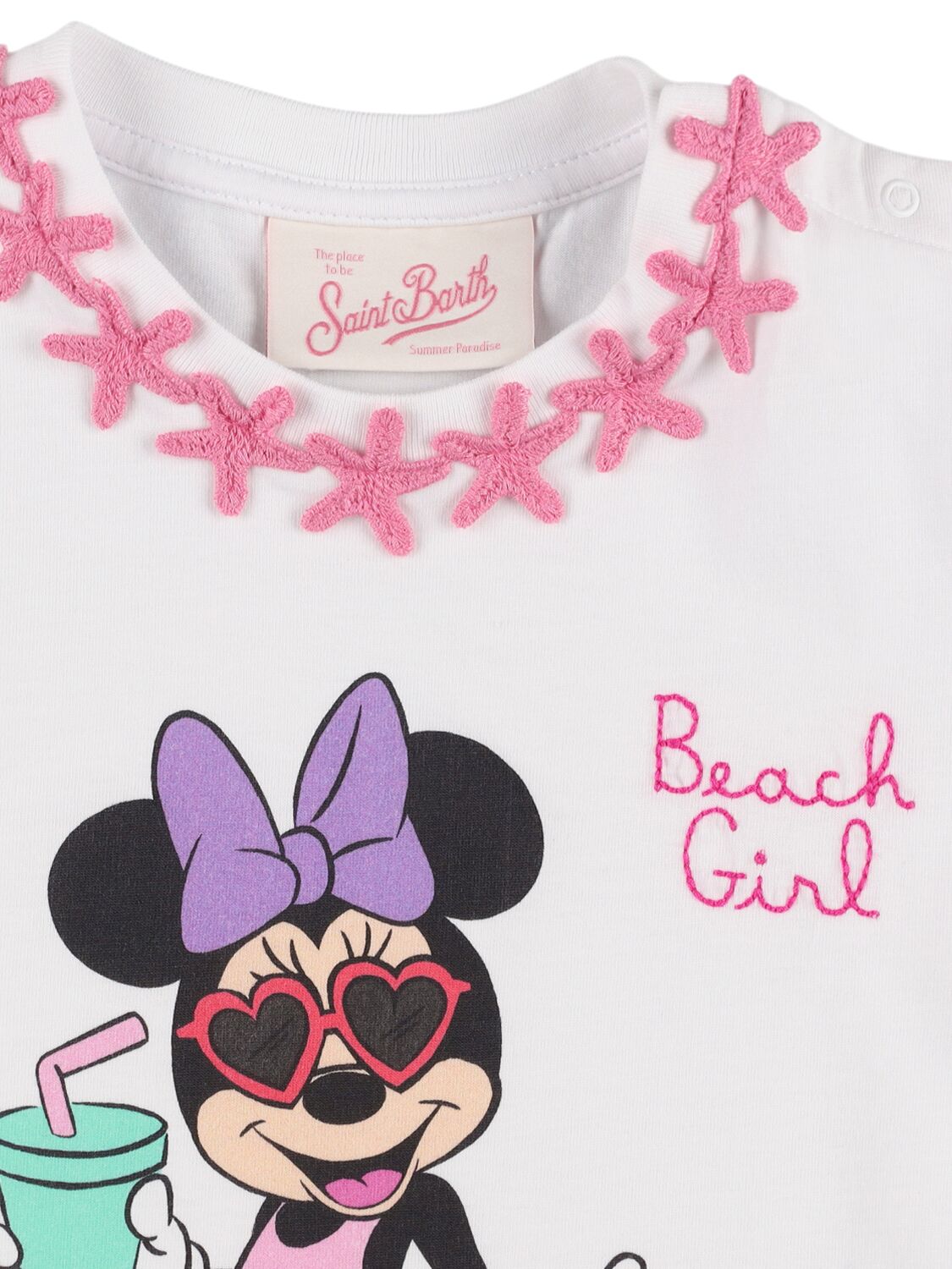 Mc2 Saint Barth Beach Girl Printed Cotton Jersey T-shirt In 白色