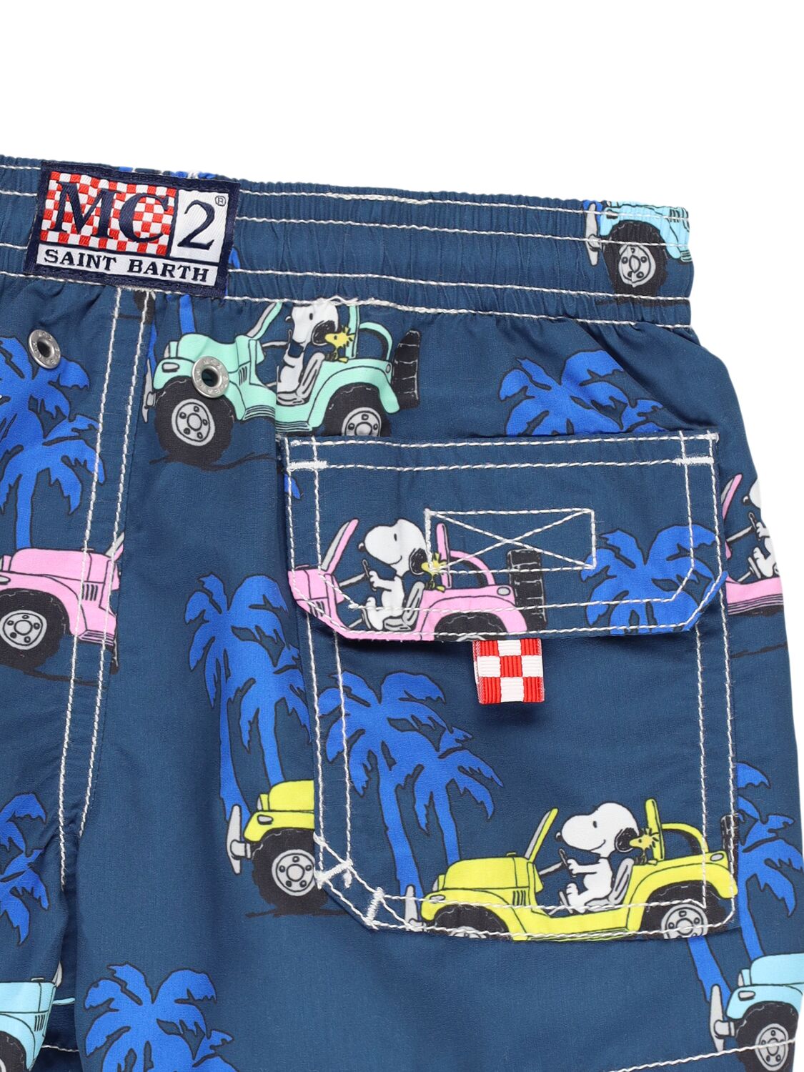Shop Mc2 Saint Barth Snoopy Print Nylon Swim Shorts In 蓝色