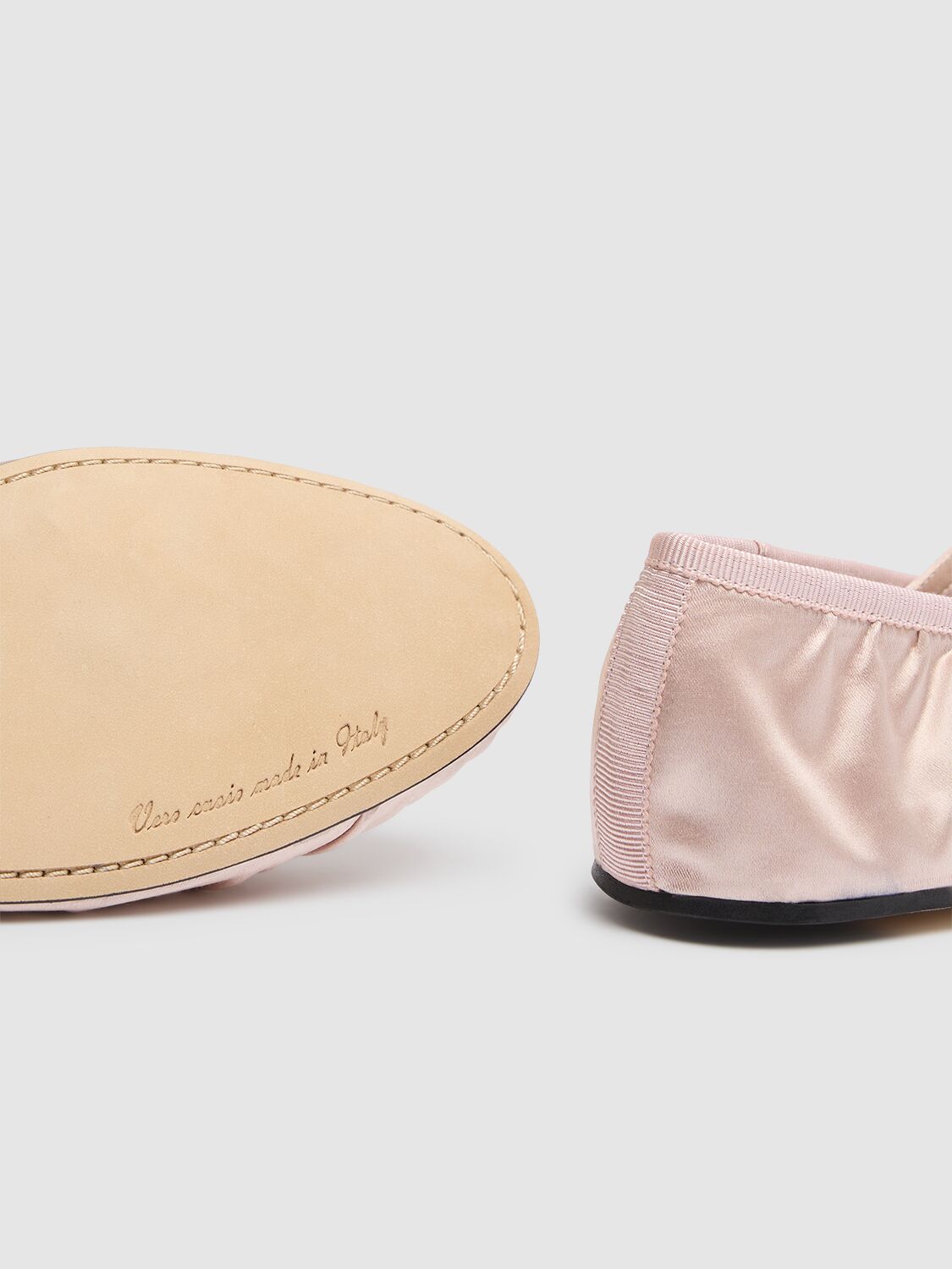 Dolce & Gabbana Pink Ballet Flats With Metallic Dg Logo Plaque In Fabric Woman In Cipria/cipria