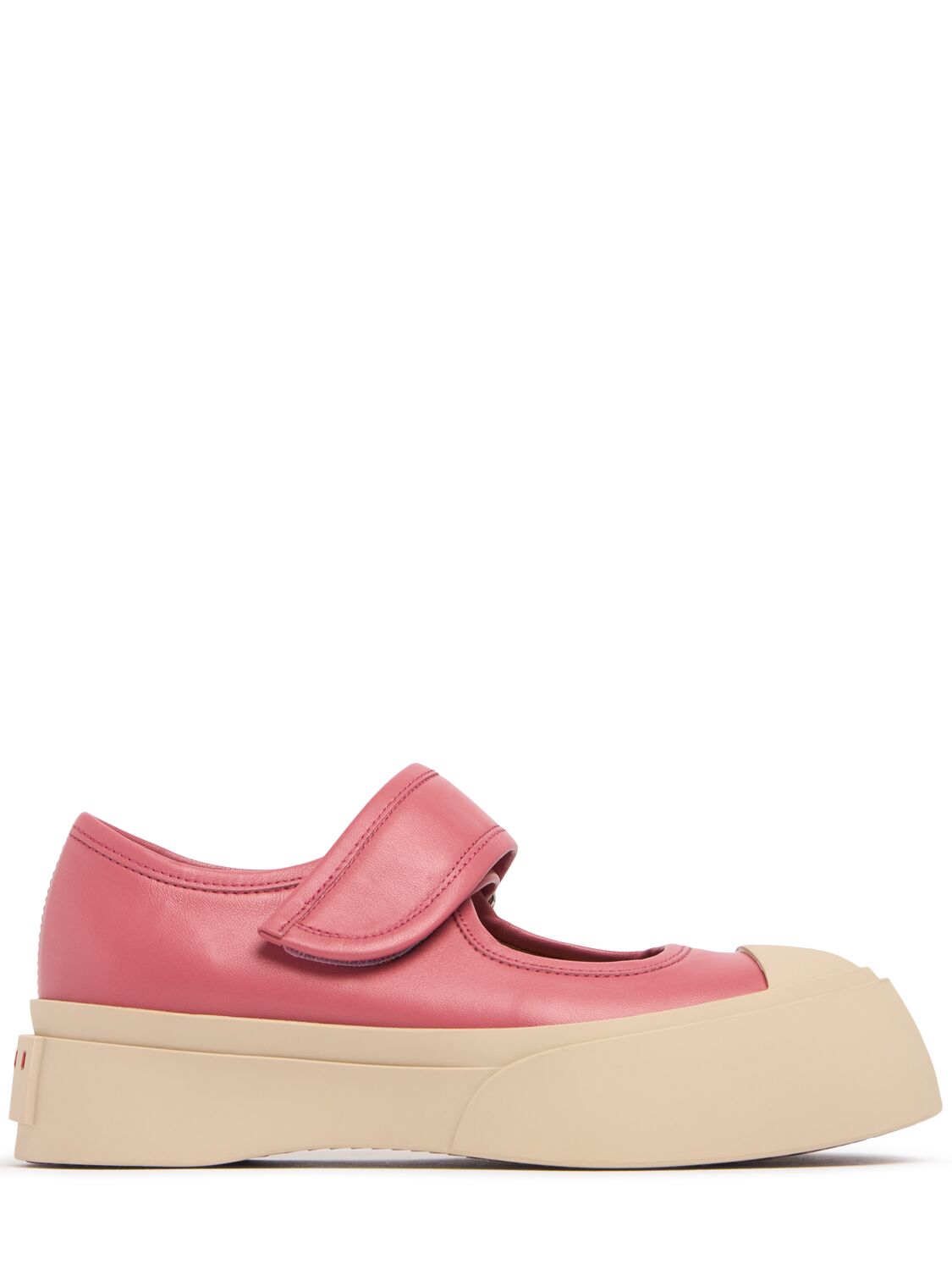 Marni Mary Jane Pink Sandals With Touch-strap Closure And Logo Patch On The Rear In Leather Woman