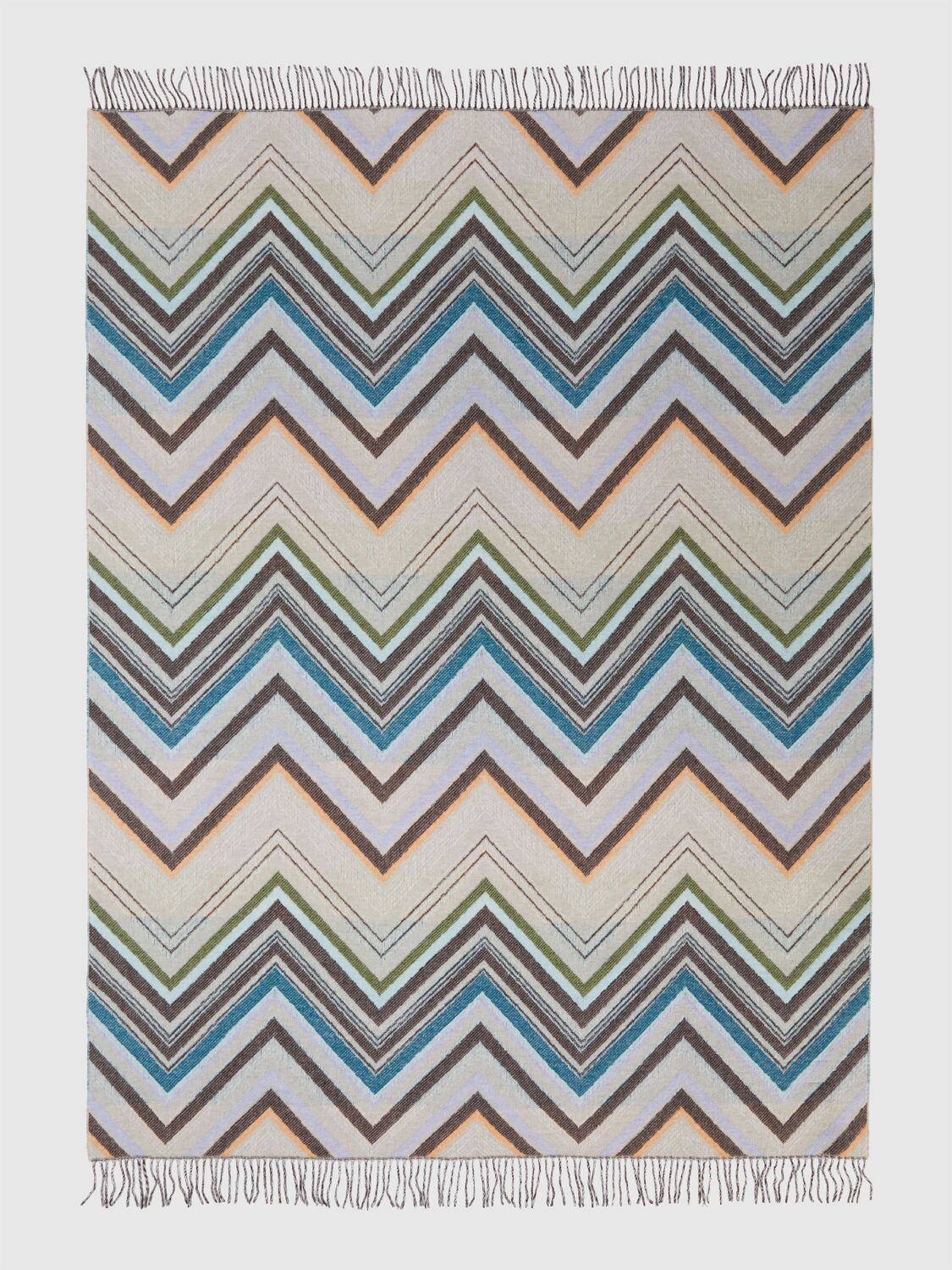 Missoni Plaid Blanket 130x190 Cm In Wool Blend With Chevron Pattern In Multicolor