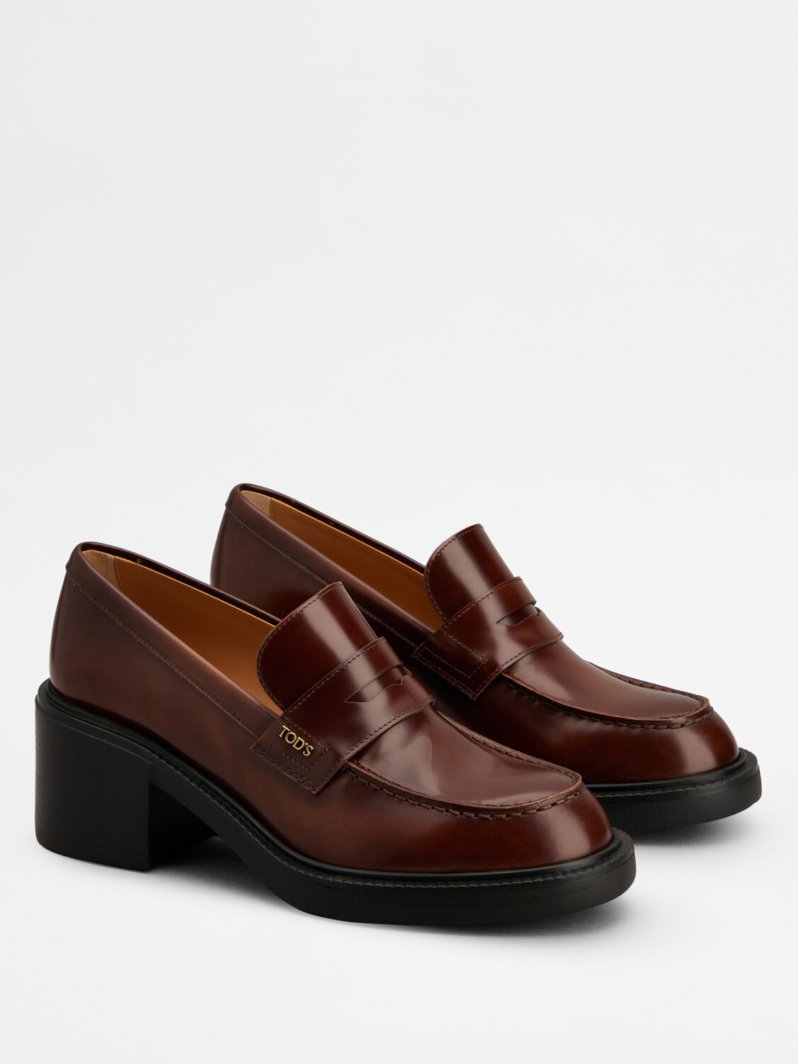 Tod's 60mm Brushed Leather Heeled Loafers