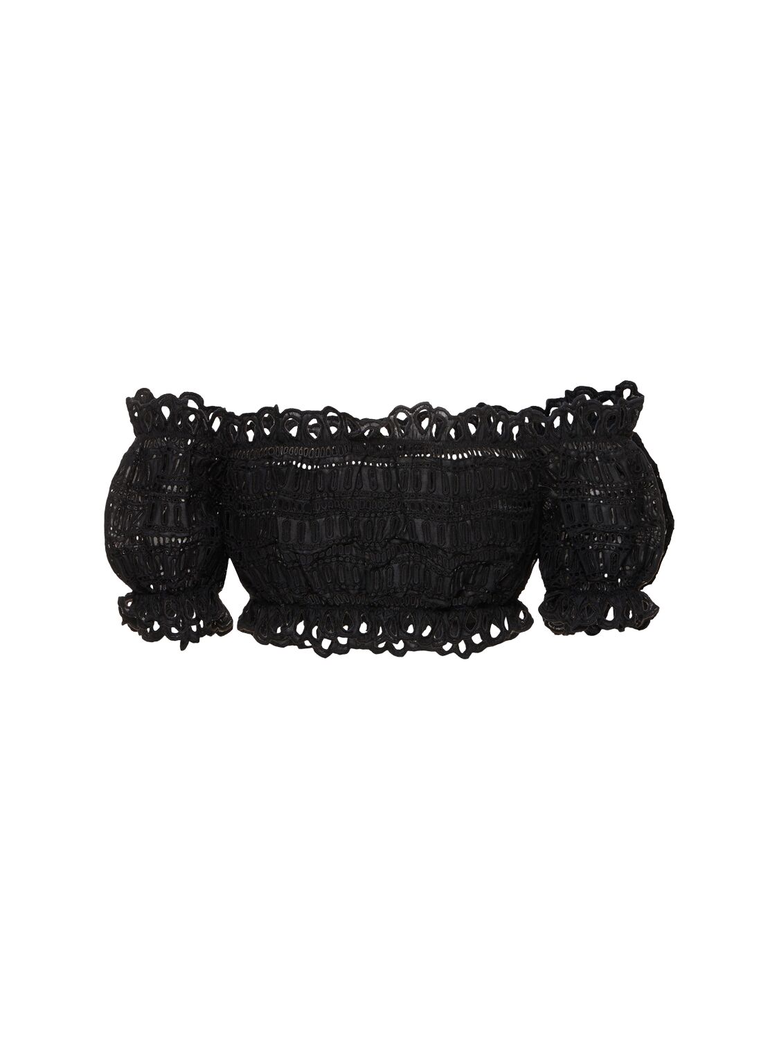 Ermanno Scervino Cotton Blend Off-shoulder Crop Top In Black