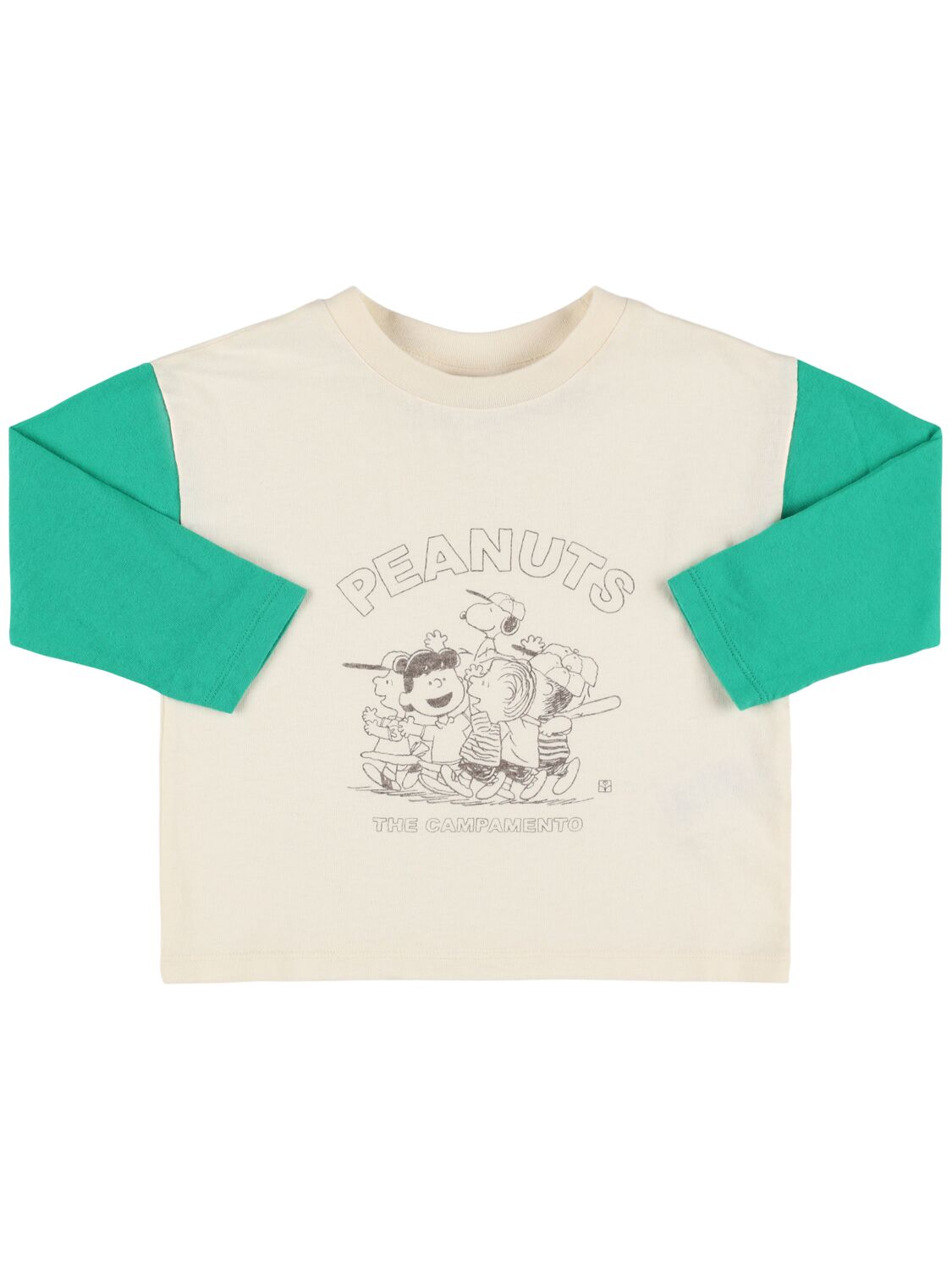 The Campamento Kids' Printed Cotton Jersey T-shirt In White/green