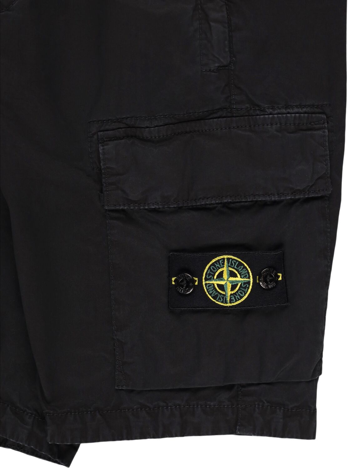 Stone Island Stretch Cotton Gabardine Cargo Shorts In Dark Grey
