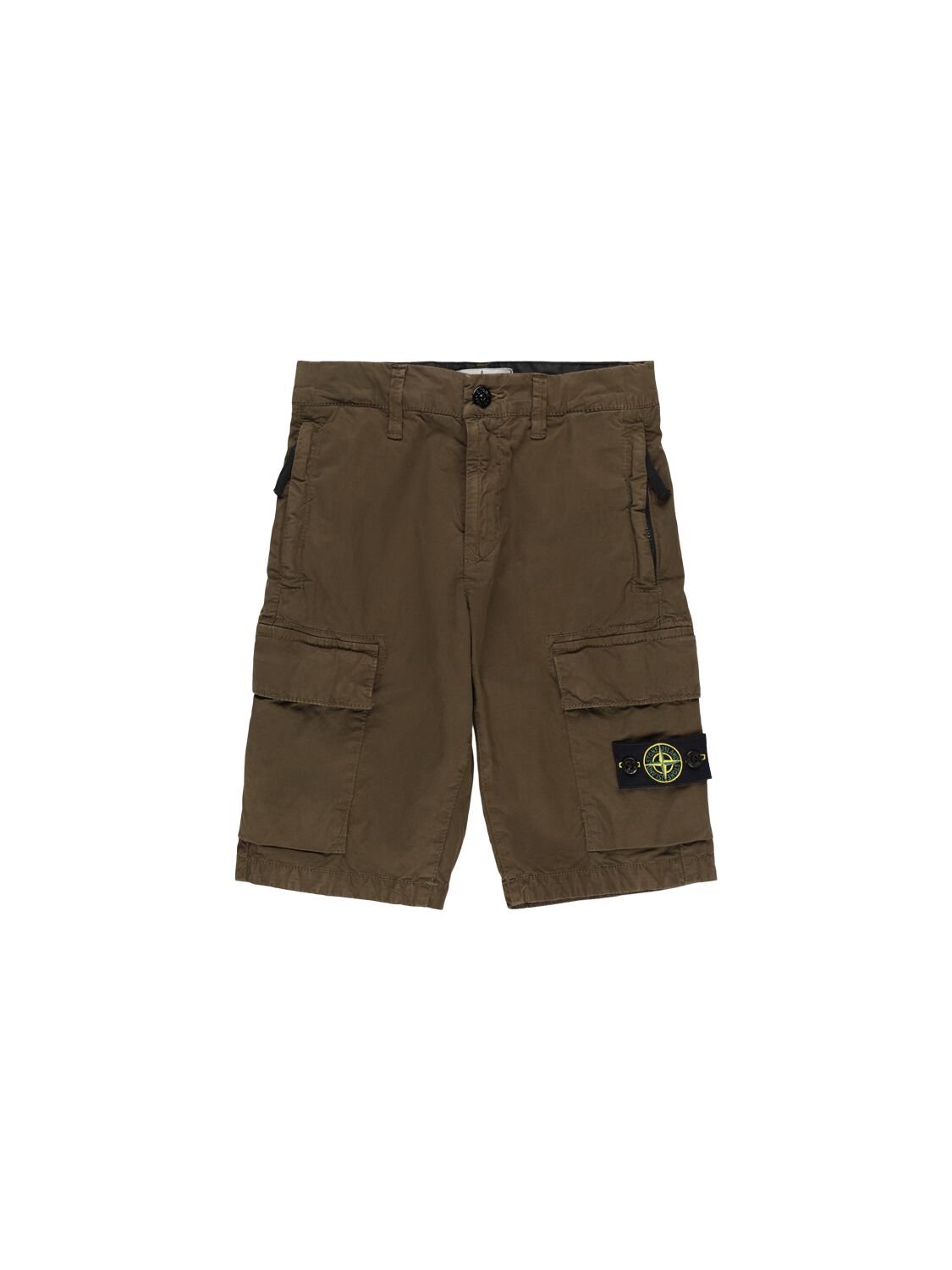 Stone Island Stretch Cotton Gabardine Cargo Shorts In Military Green