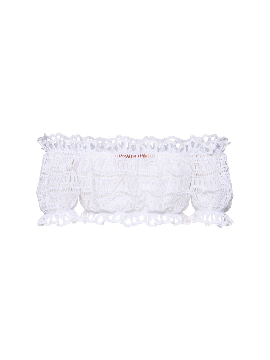 Ermanno Scervino Lace Cotton Cropped Top With Off-the-shoulder Design In White