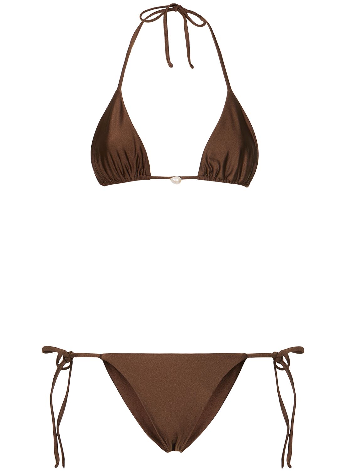 Lycra Triangle Bikini W/ Pearl - SARA CRISTINA - Modalova