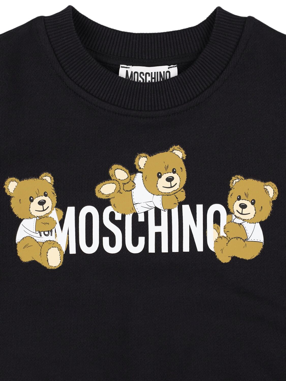 Moschino Printed Cotton Crewneck Sweatshirt In Black
