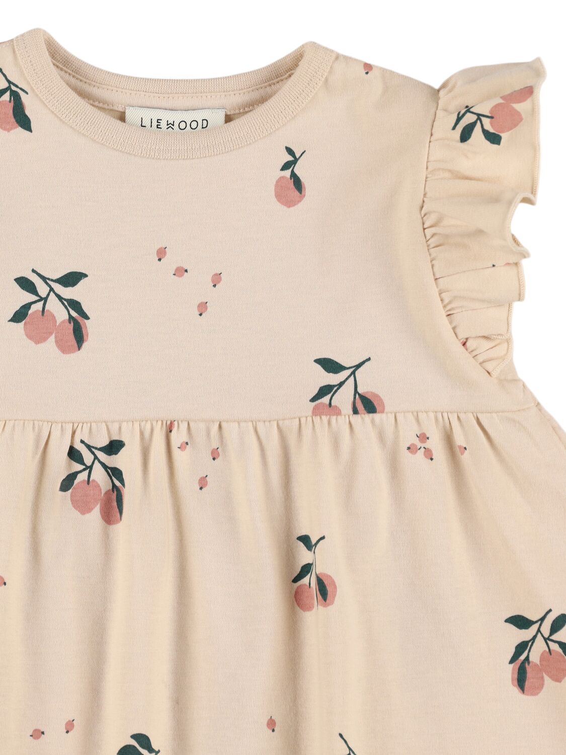 Shop Liewood Peach Print Cotton Jersey Dress In Multicolor