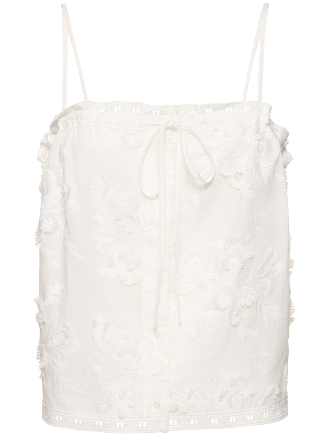 The Garment Jewell Embroidered Cotton Top In Neutral