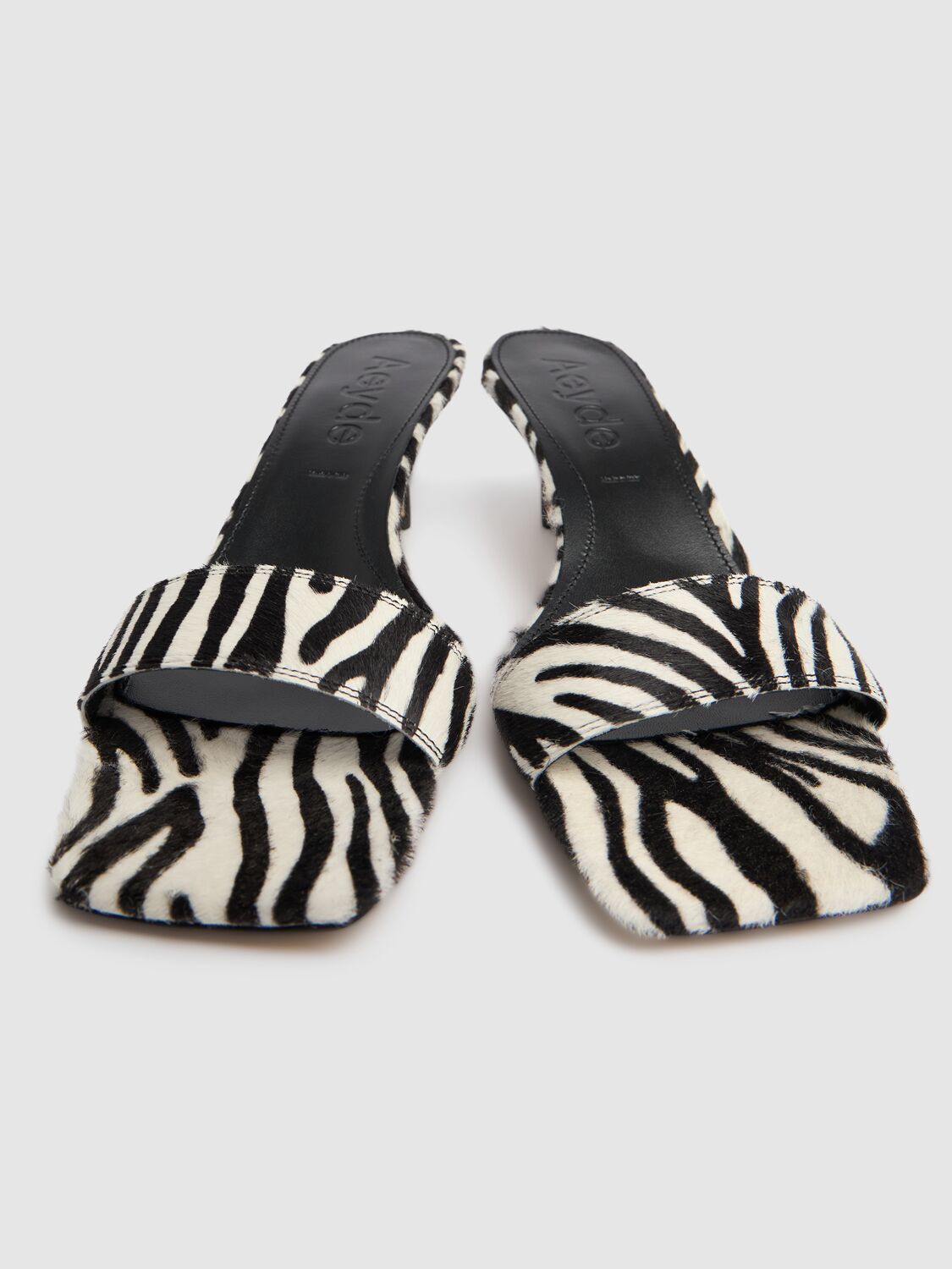 Shop Aeyde 55mm Ilvy Zebra Print Leather Mules In White/black