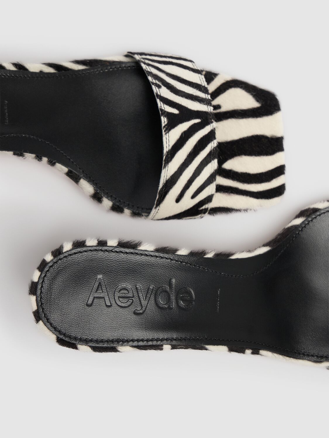 Shop Aeyde 55mm Ilvy Zebra Print Leather Mules In White/black