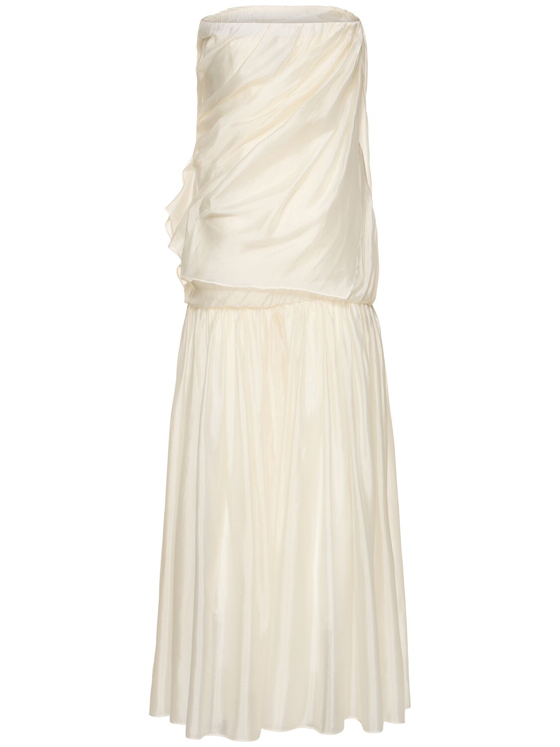 The Garment Gilian Draped Viscose Blend Gown In Cream