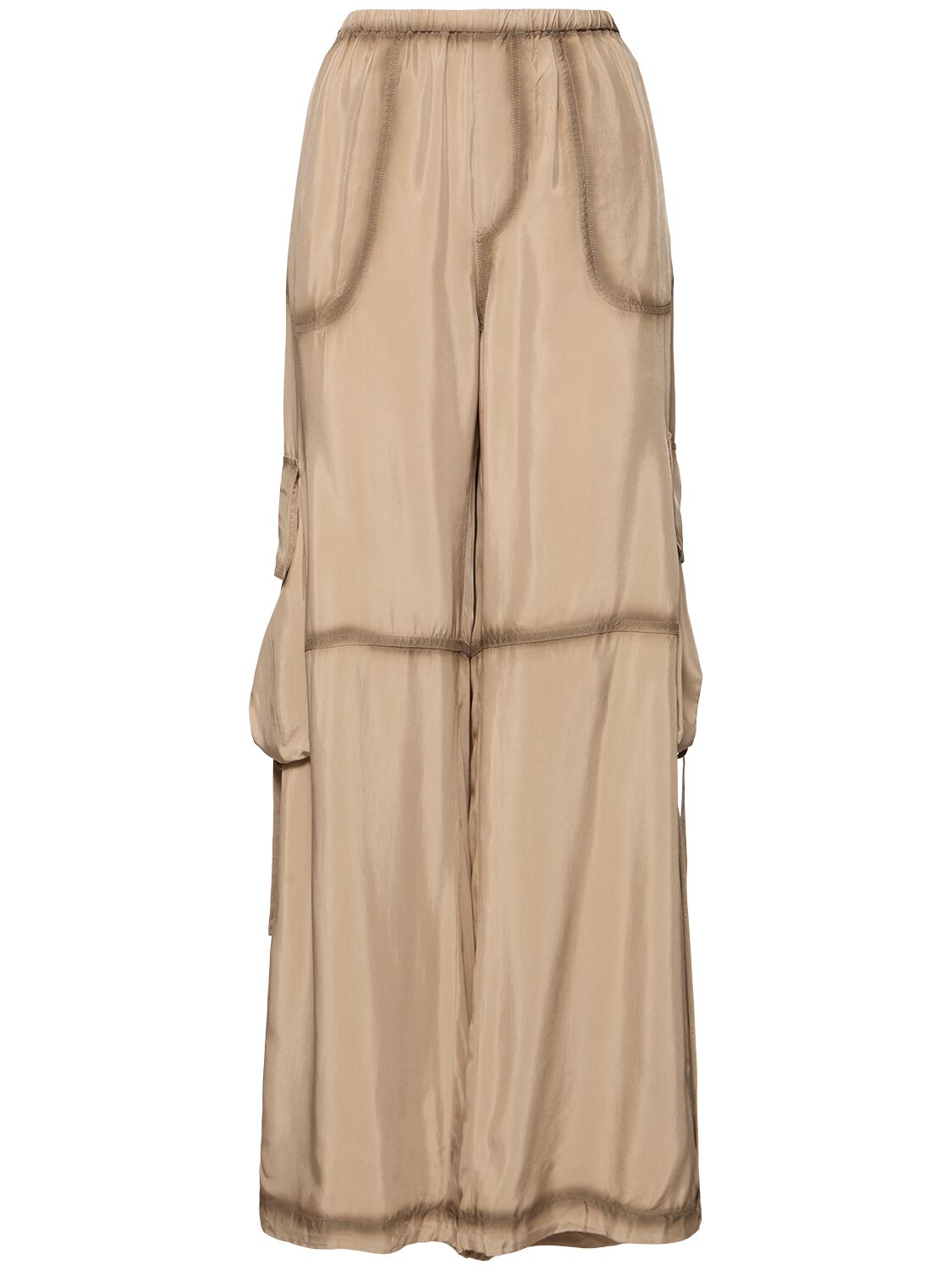Acne Studios Pock Fluid Viscose Wide Cargo Pants In Charcoal
