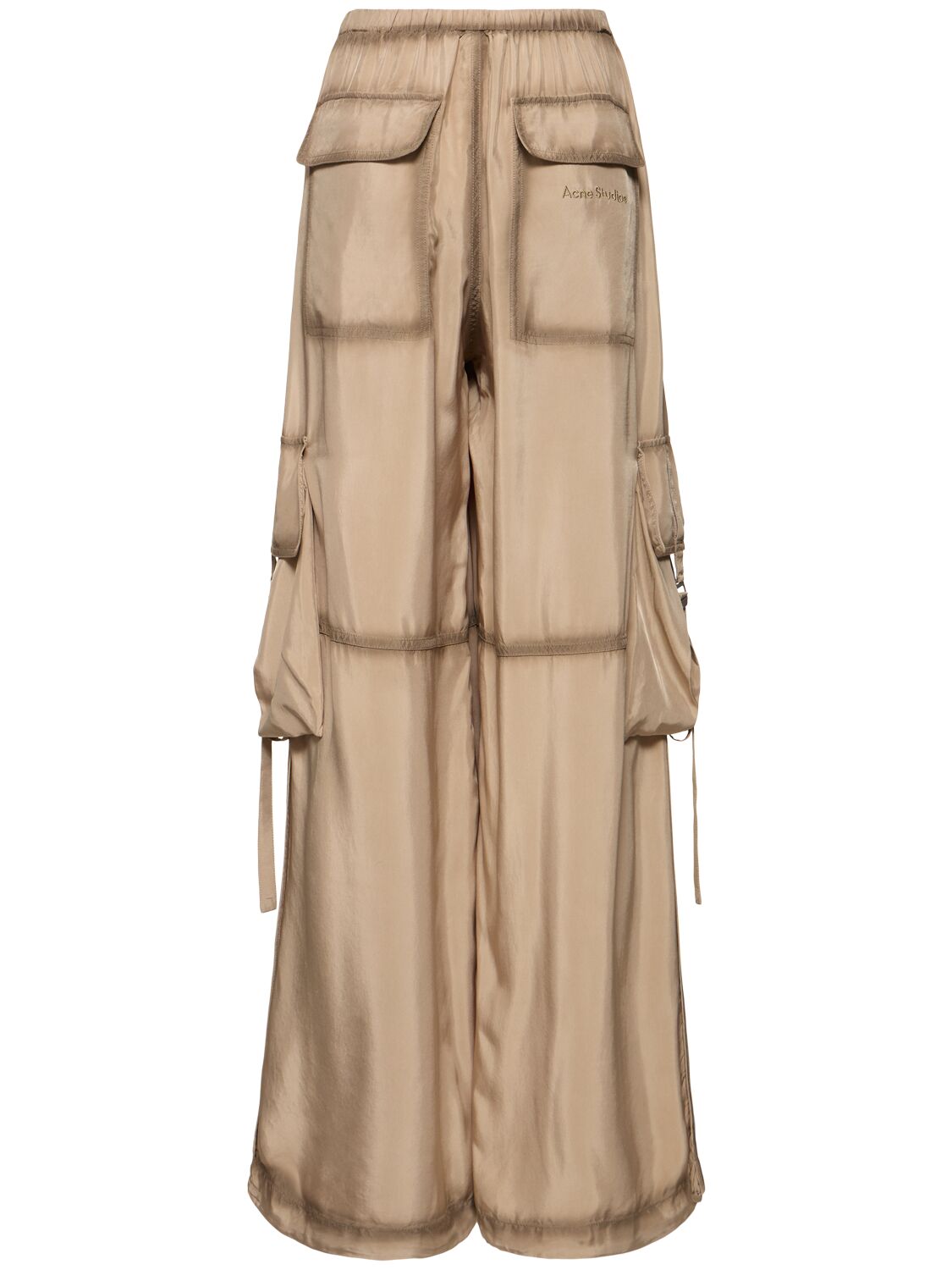 Acne Studios Pock Fluid Viscose Wide Cargo Pants In Charcoal