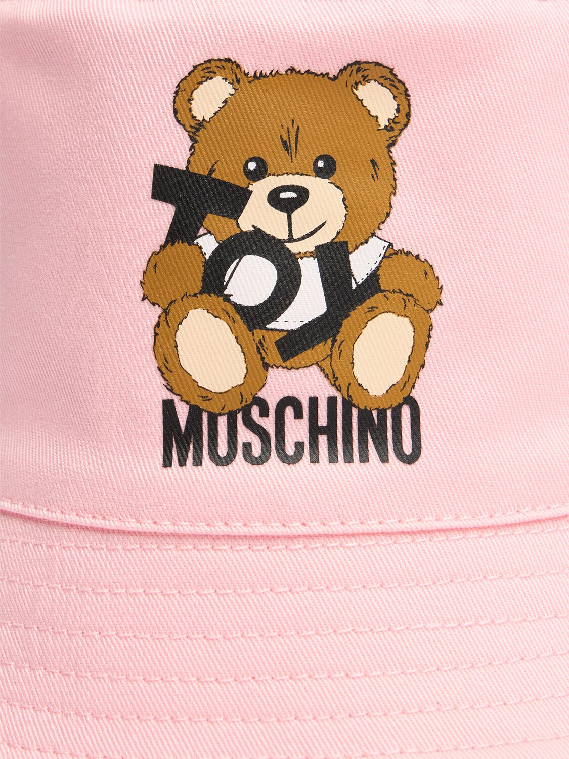 Moschino Check Printed Cotton Bucket Hat In 白色/粉色