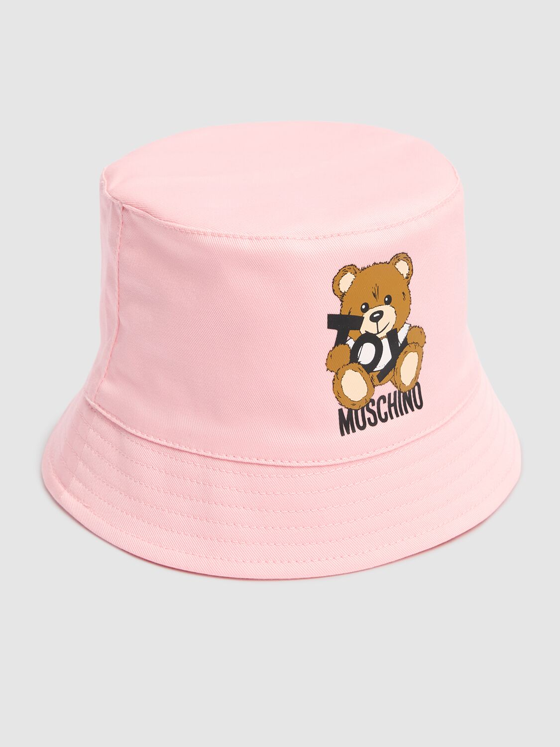 Moschino Check Printed Cotton Bucket Hat In 白色/粉色