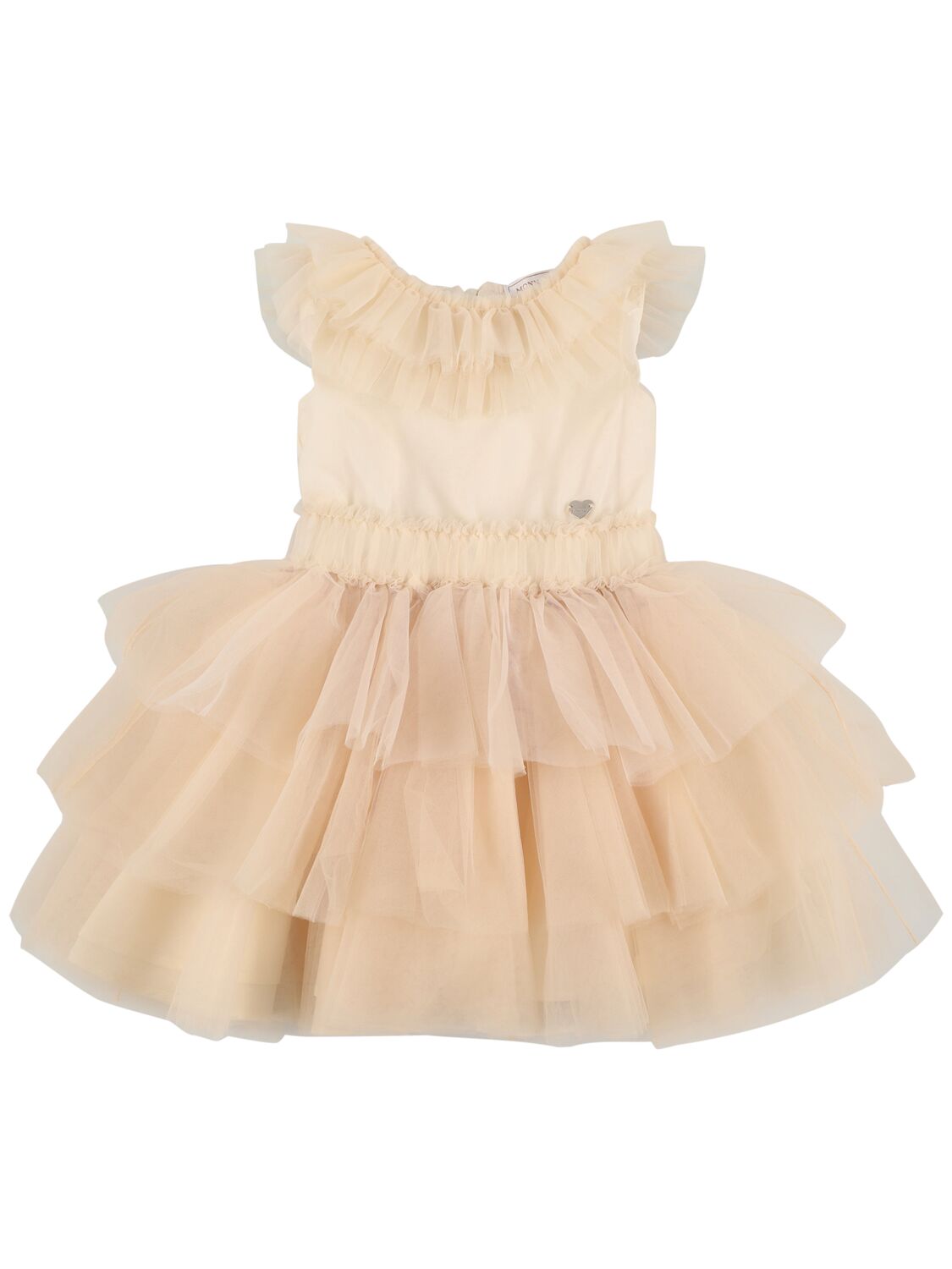 Monnalisa Tulle Dress In 米黄色