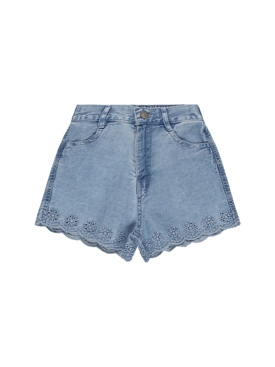 The New Society Cotton Chambray Shorts In Blue