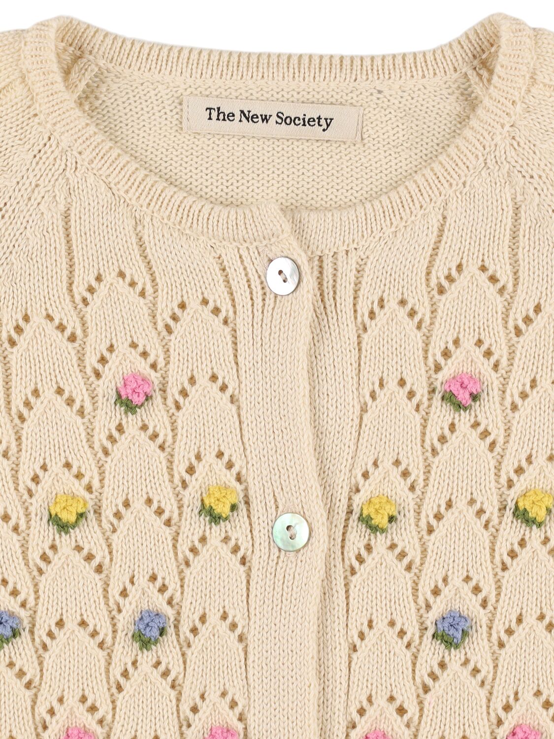 The New Society Organic Cotton Knit Cardigan In Beige