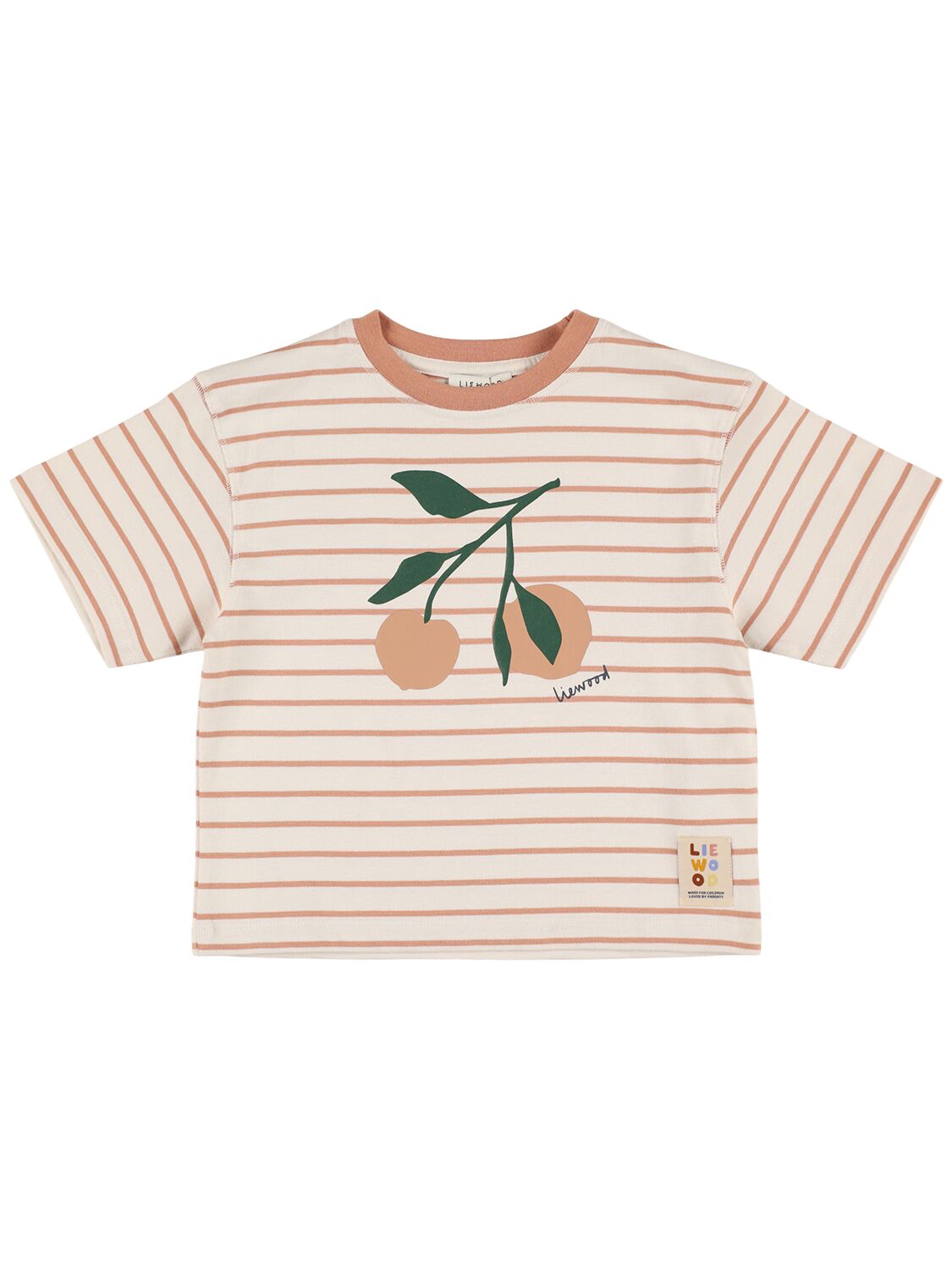 Liewood Striped Cotton Jersey T-shirt In White/pink