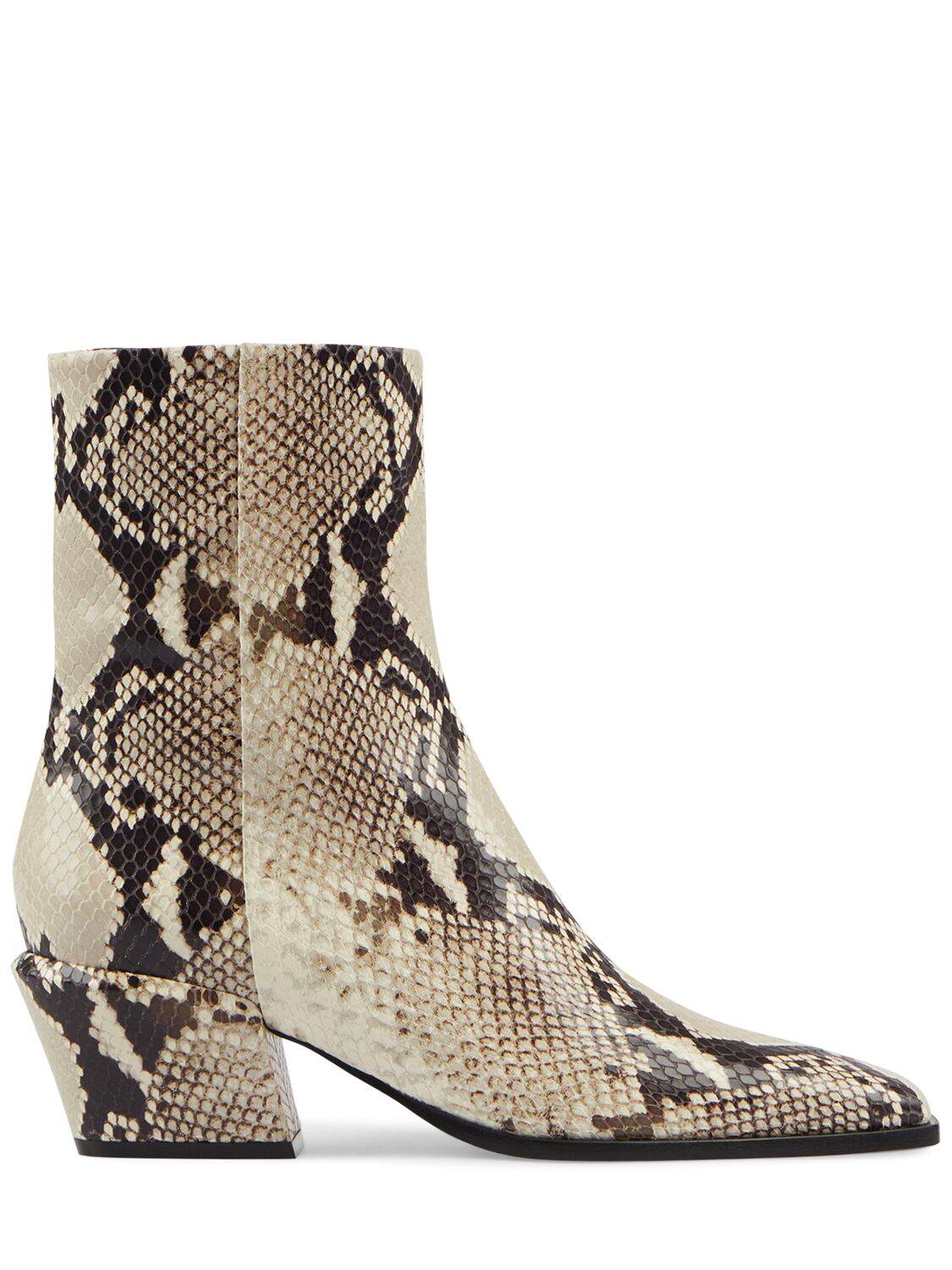 50mm Bettina Python Print Leather Boots