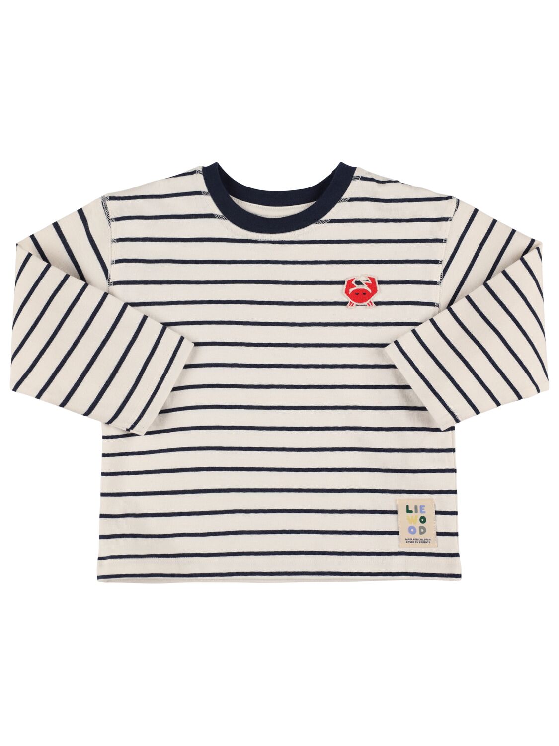 Liewood Striped Cotton Long Sleeved T-shirt In White/blue