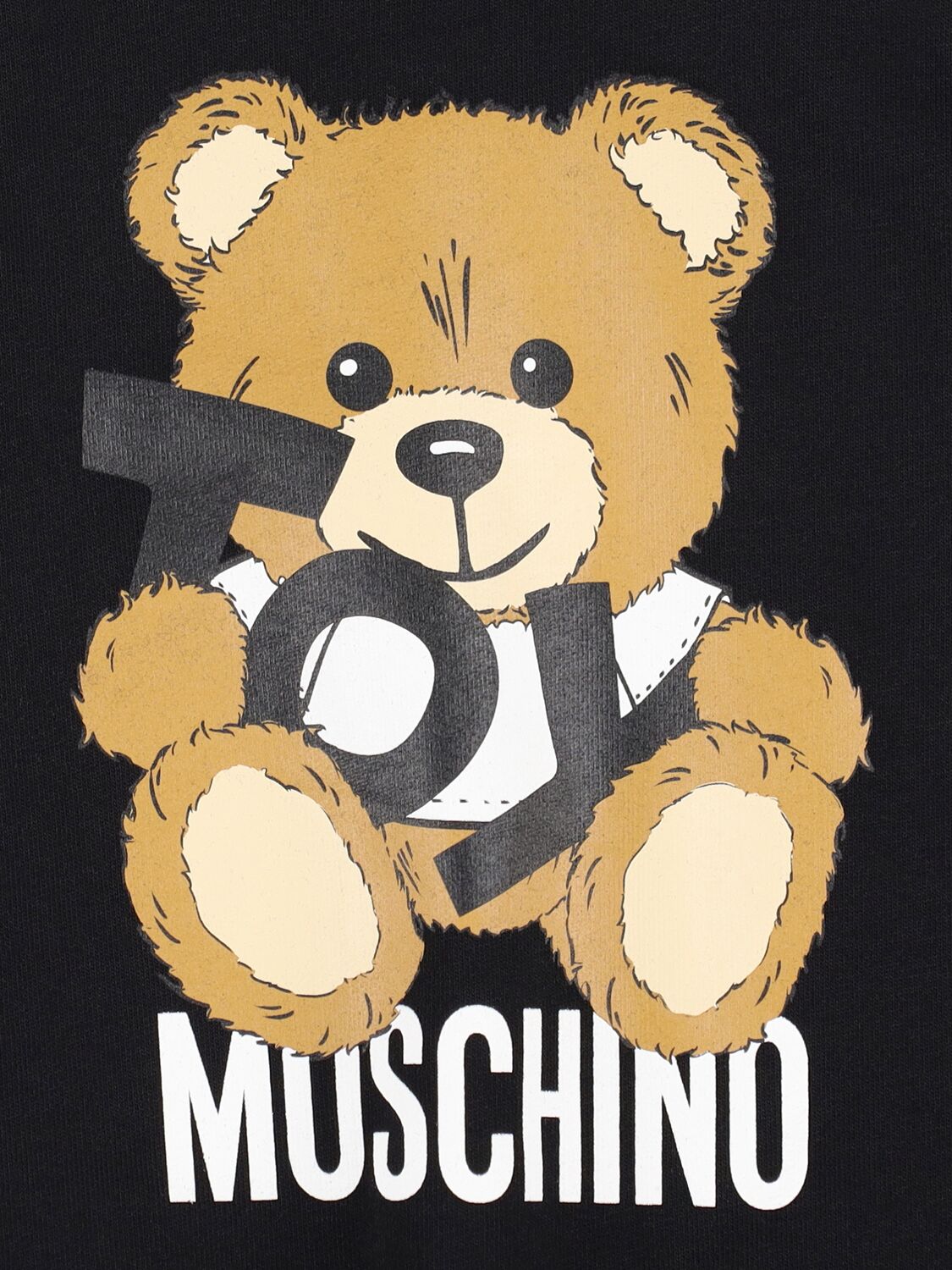 Shop Moschino Printed Cotton Crewneck Sweatshirt In Black