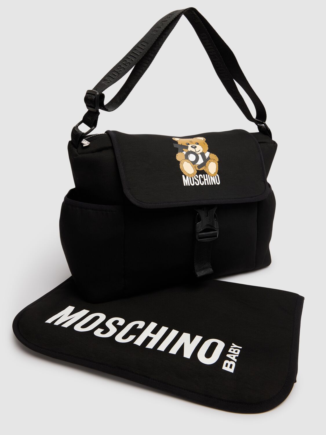 Moschino Cotton Blend Changing Bag & Mat In Black