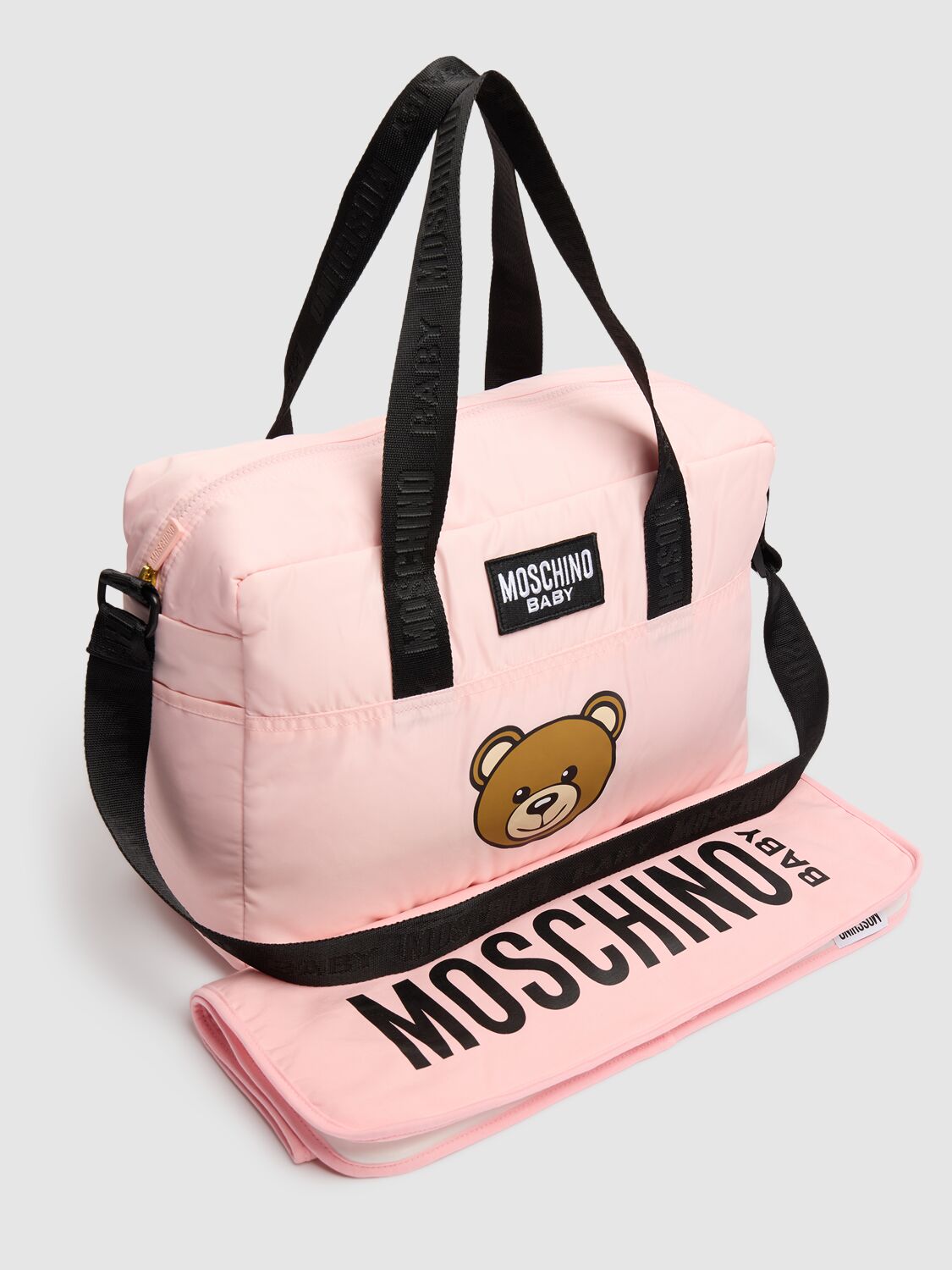Moschino Cotton Jersey Changing Bag & Mat In Pink