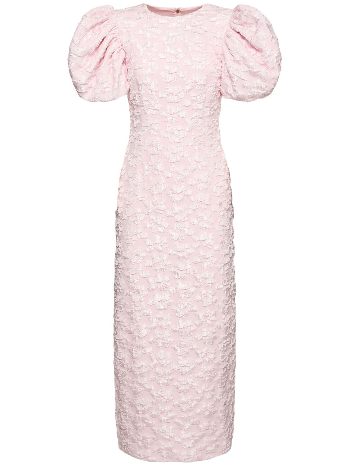 Jacquard Puff Sleeve Midi Dress