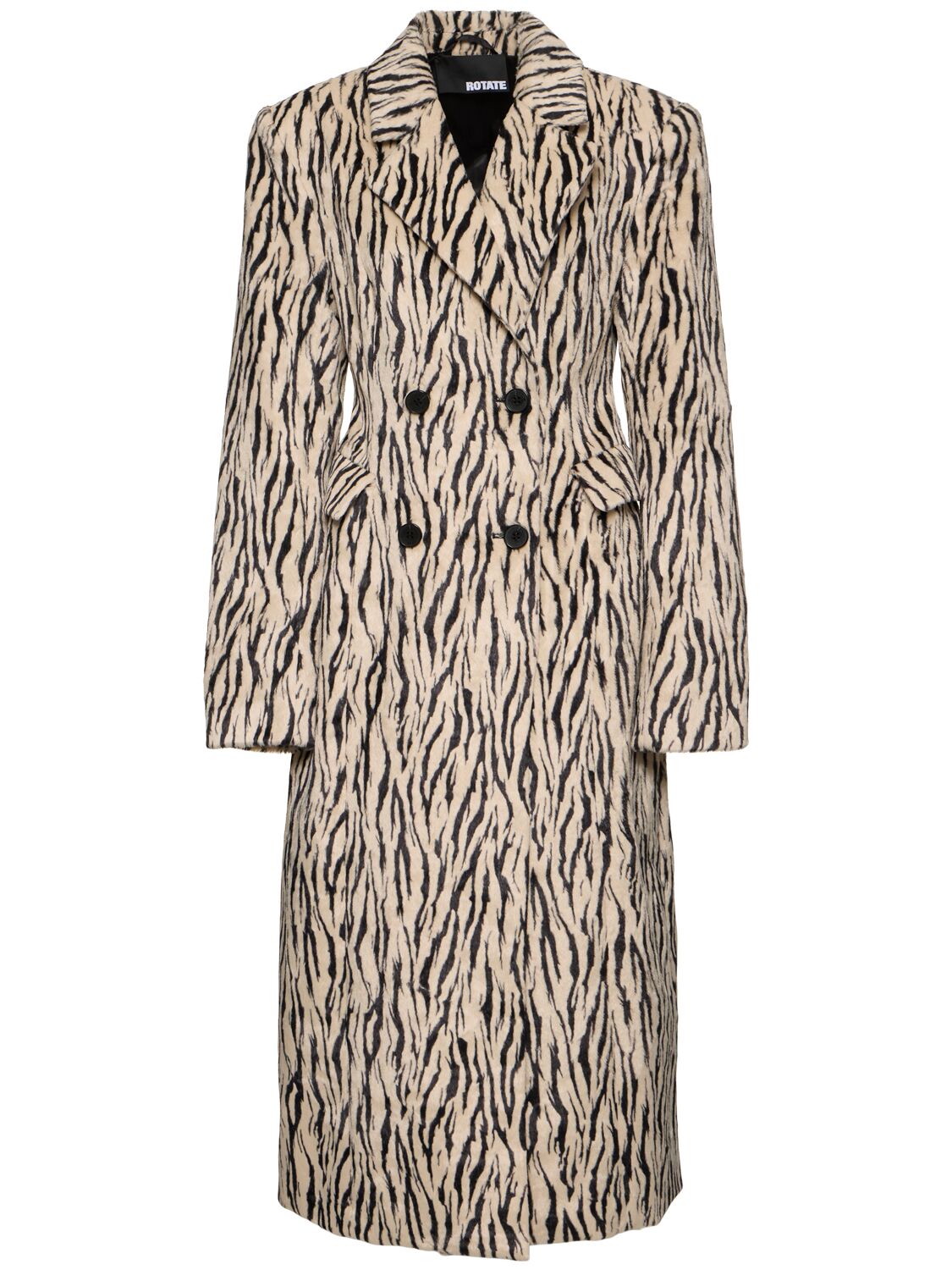 Printed Double Breast Long Coat - ROTATE - Modalova