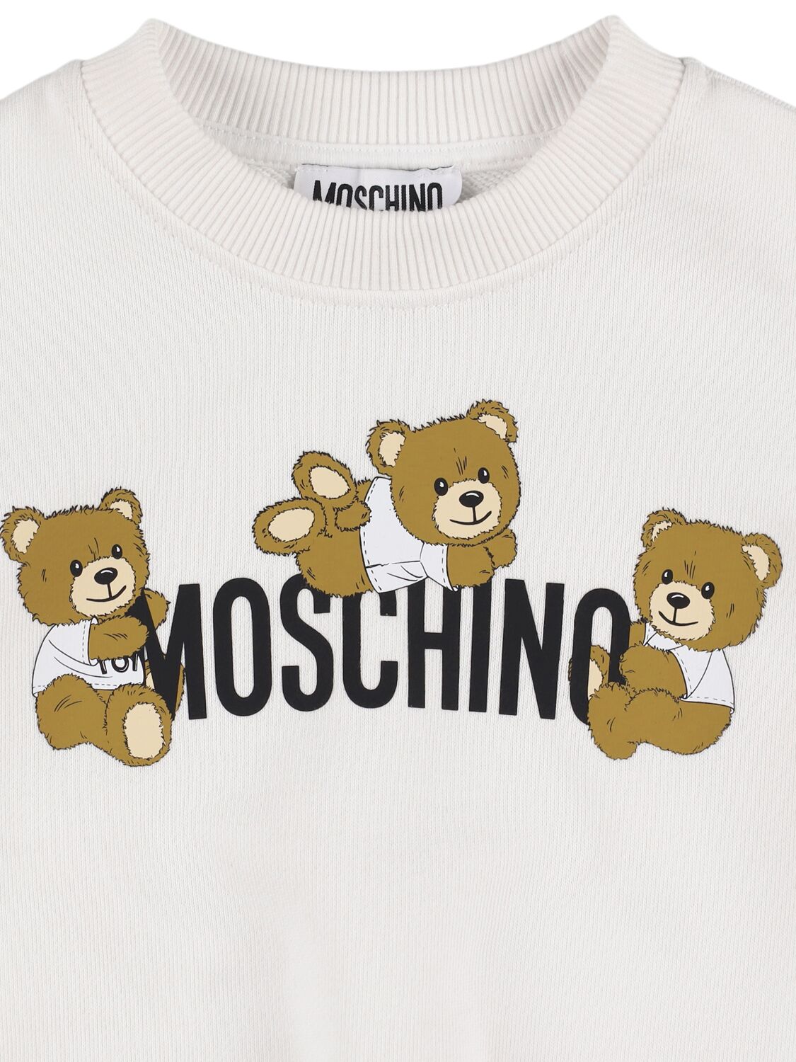 Moschino Printed Cotton Crewneck Sweatshirt In White